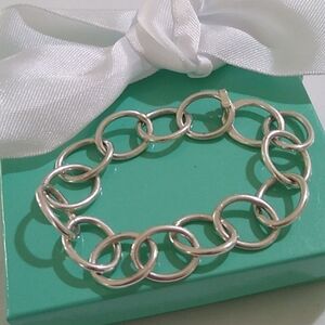 Artisan made Sterling Silver Large Link Chain Charm Bracelet, 7.5"